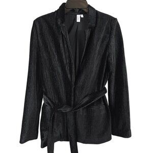 & Other Stories Womens Black 0 Velour Jacket Tie Whimsigoth Shoulder Pads Soft